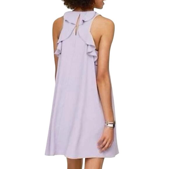 LOFT Lilac Purple Ruffle Racerback Sleeveless Swing Mini Dress size XS Petite - Picture 2 of 10